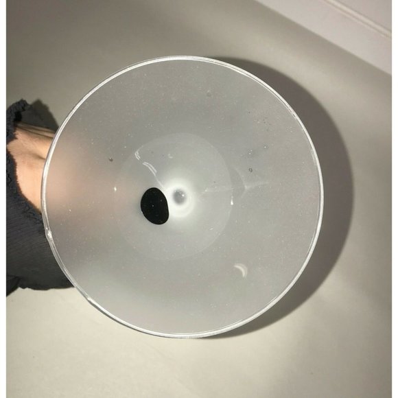 Pair of Frosted Glass MARTINI GLASSES w BLACK Swerve Stem Modern - Picture 5 of 10